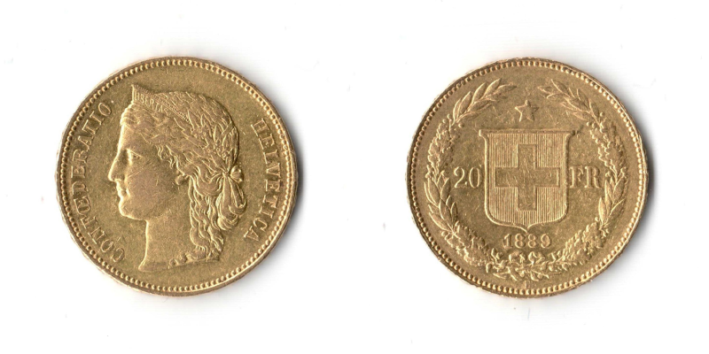 Svizzera, 20 Franchi 1889 qFDC